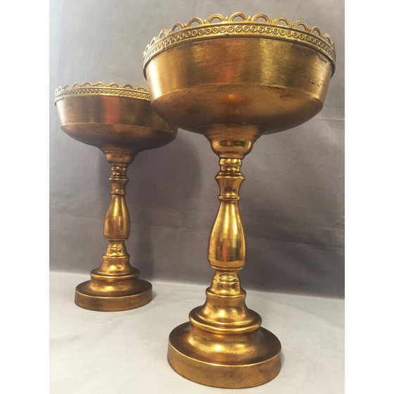 Image 1 of Paar vergoldete Metallschalen im Vintage-Stil