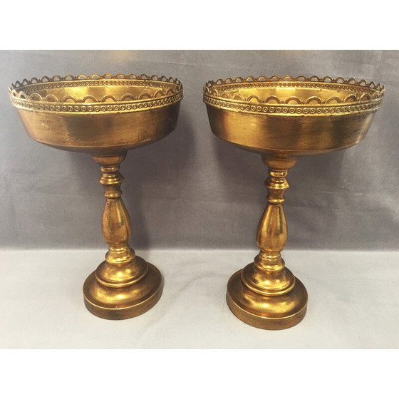 Image 1 of Paar vergoldete Metallschalen im Vintage-Stil