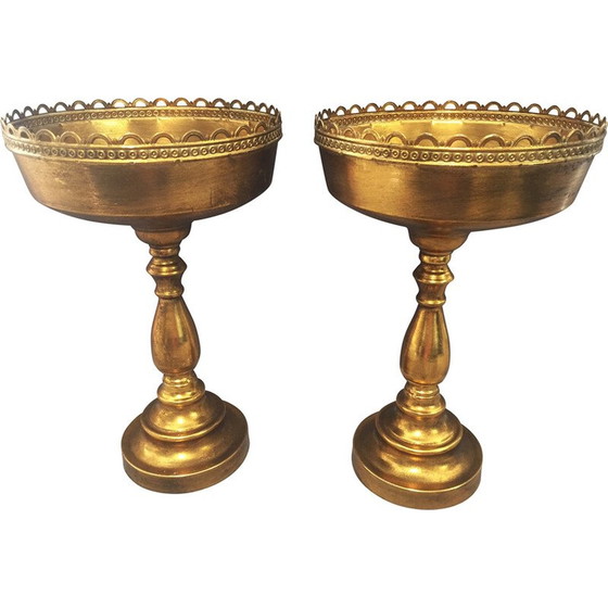 Image 1 of Paar vergoldete Metallschalen im Vintage-Stil