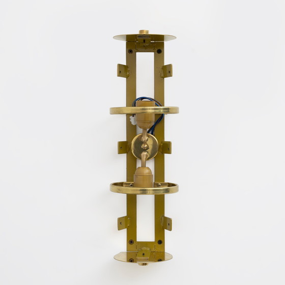 Image 1 of Paar moderne italienische Wandleuchten aus Messing und strukturiertem Muranoglas