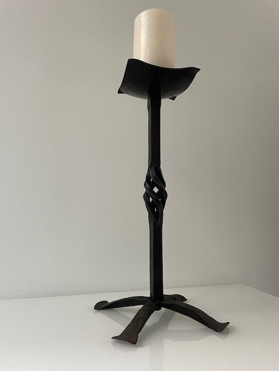 Image 1 of Kerzenständer Vintage Brutalismus Schmiedeeisen (43Cm hoch!)