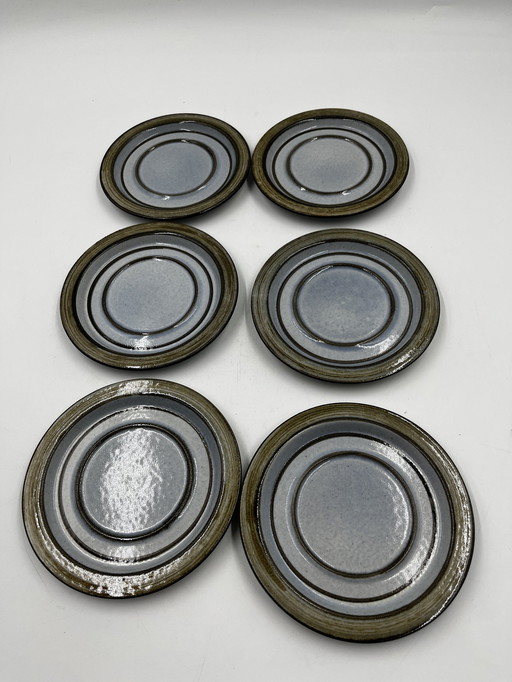 Set Von Sechs Ceramano Steinzeug Tassenuntersetzer