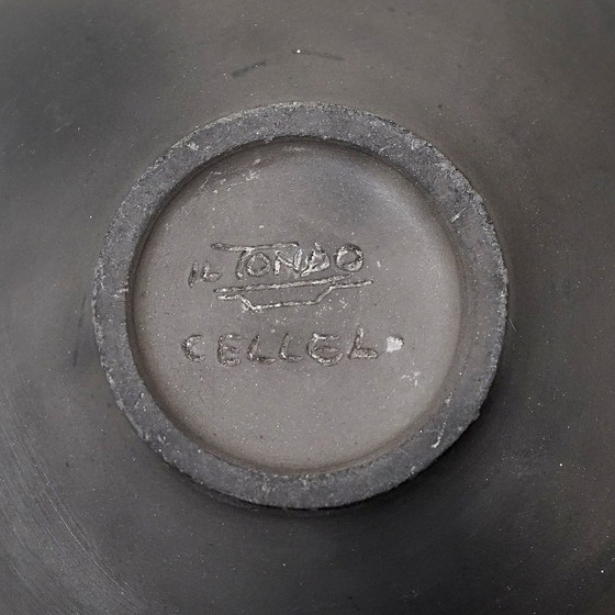 Image 1 of Sphärische Vase aus schwarzer Keramik von Andrea Mannuzza für Il Tondo, 1980er Jahre