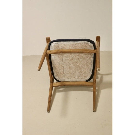 Image 1 of Skandinavischer Vintage-Stuhl Yaya aus Buchenholz und dunkelblauem Stoff, 1960er Jahre