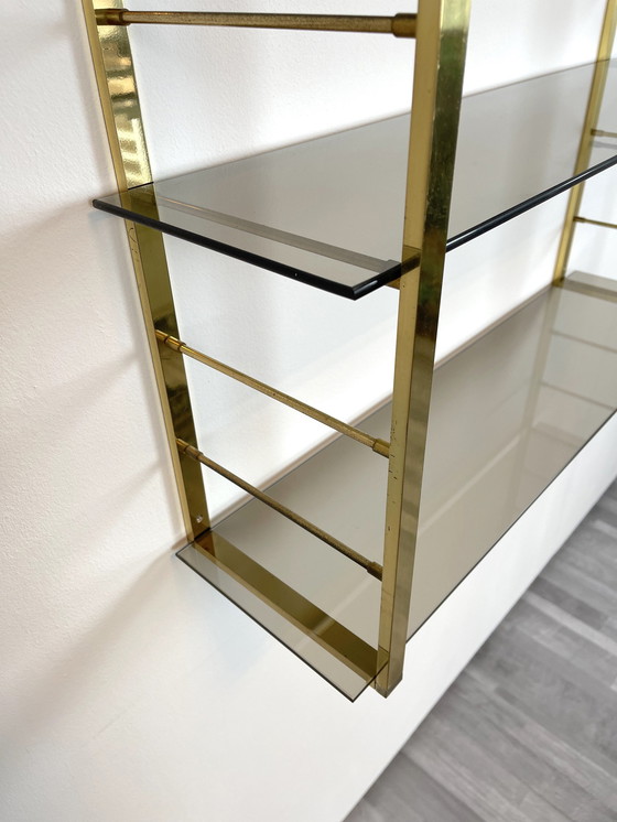 Image 1 of Vintage Design String Regal Wandregal Glas & Messing 