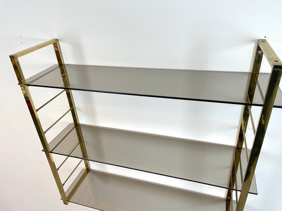 Image 1 of Vintage Design String Regal Wandregal Glas & Messing 
