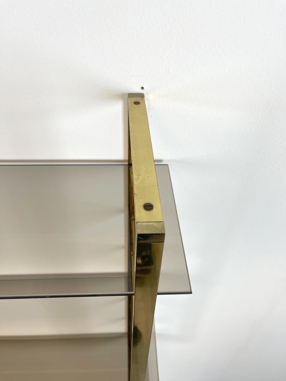 Image 1 of Vintage Design String Regal Wandregal Glas & Messing 