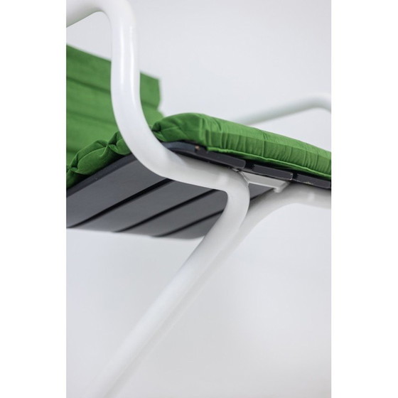 Image 1 of Posten von 6 Vintage-Sesseln aus weiß lackiertem Metall und Samt, Dänemark 1970