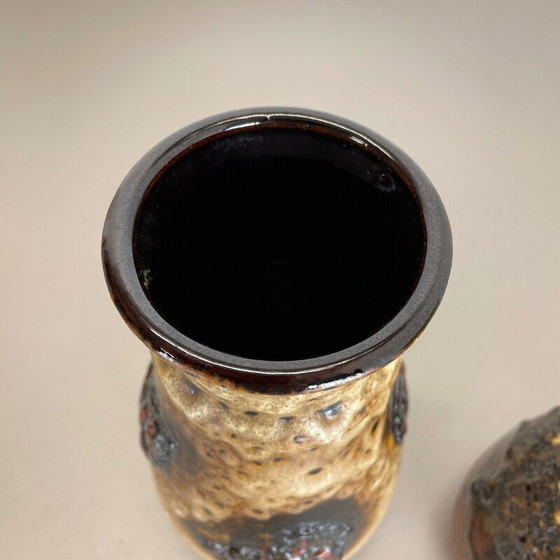 Image 1 of Paar mehrfarbige Vasen aus fetter Lava Op Art von Bay Ceramics, Deutschland 1970er