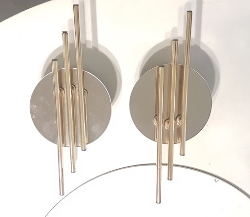 Midcentury Modernist Wandleuchten aus Spiegelglas und Gold von Massive