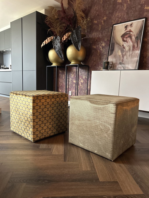 2er-Set stilvolle Poufs im Art Deco Design - vielseitig und elegant