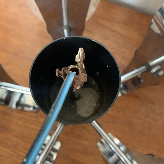 Image 1 of Vintage 5-Licht-Hängeleuchte aus Glas und Chrom