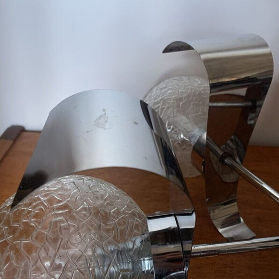 Image 1 of Vintage 5-Licht-Hängeleuchte aus Glas und Chrom