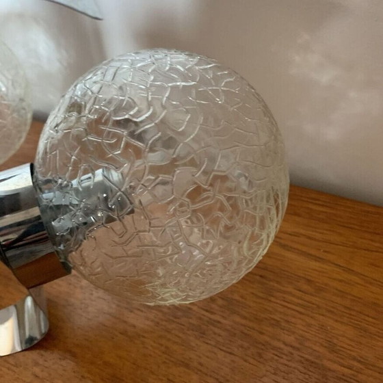 Image 1 of Vintage 5-Licht-Hängeleuchte aus Glas und Chrom