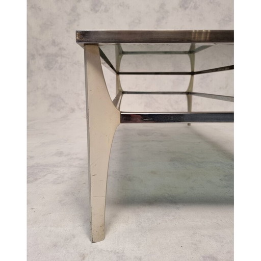Italienischer Couchtisch aus Metall und Rauchglas, 1970