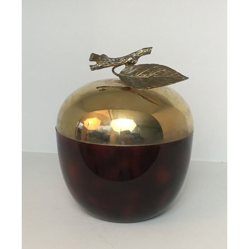 Vintage-Apfel-Eiskübel, vergoldetes Metall und Kunststoff, Frankreich 1970