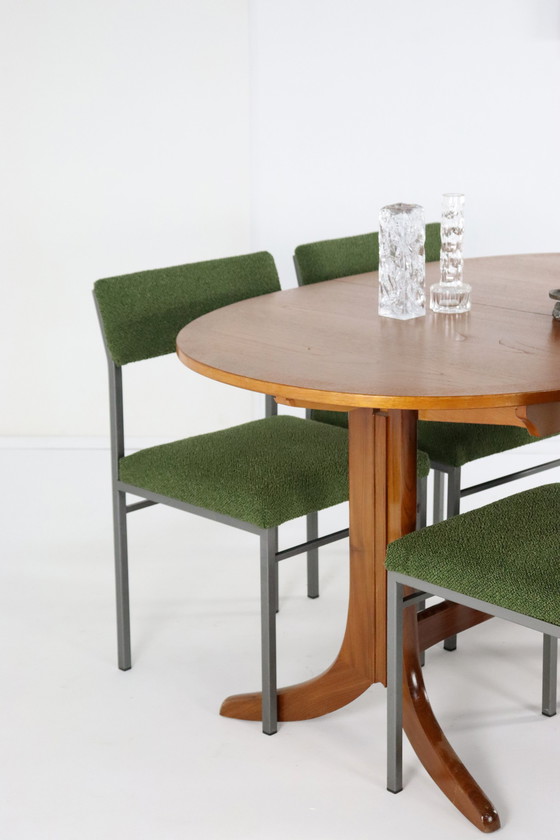 Image 1 of 4X Esszimmerstuhl 'Traunraut' neu gepolstert Vintage