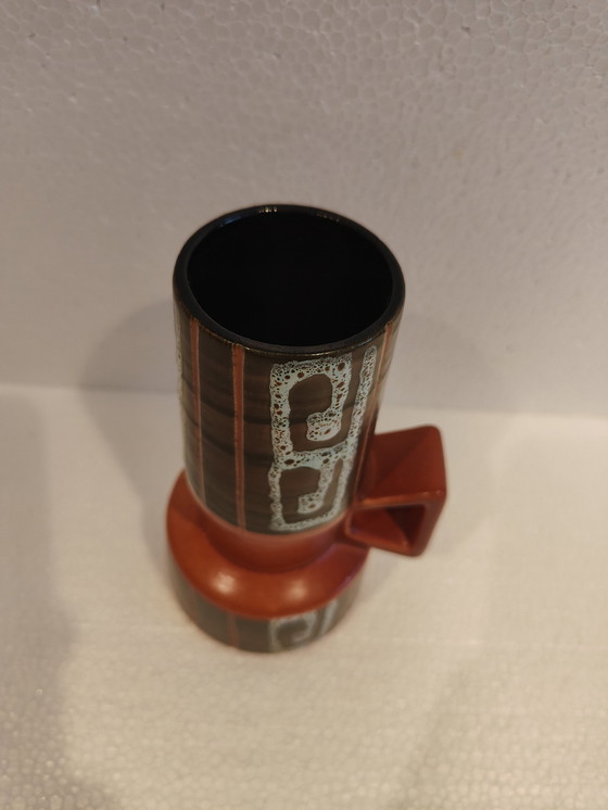 Image 1 of W. Deutschland Keramische Vase in Orange-Braun von Bay-Keramik, 1970er