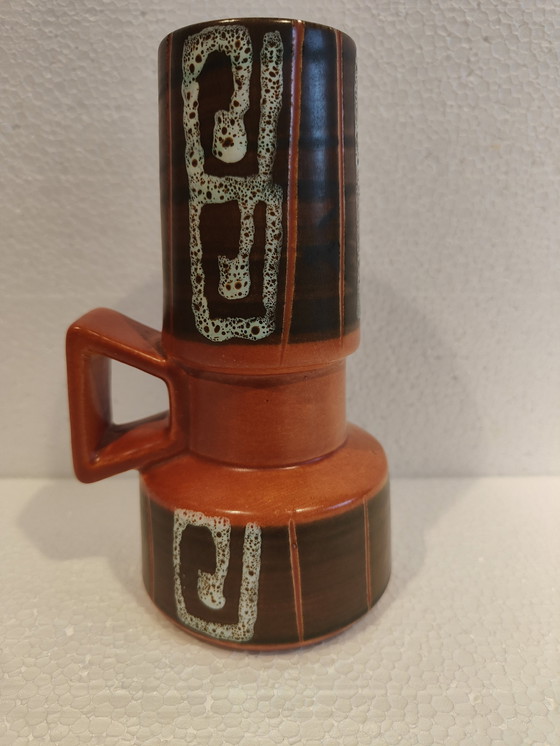 Image 1 of W. Deutschland Keramische Vase in Orange-Braun von Bay-Keramik, 1970er
