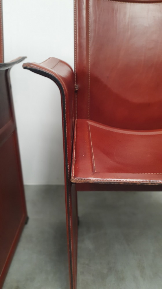 Image 1 of 4x Matteo Grassi Korium cognac Sattelleder Tito Agnoli Italien 70s