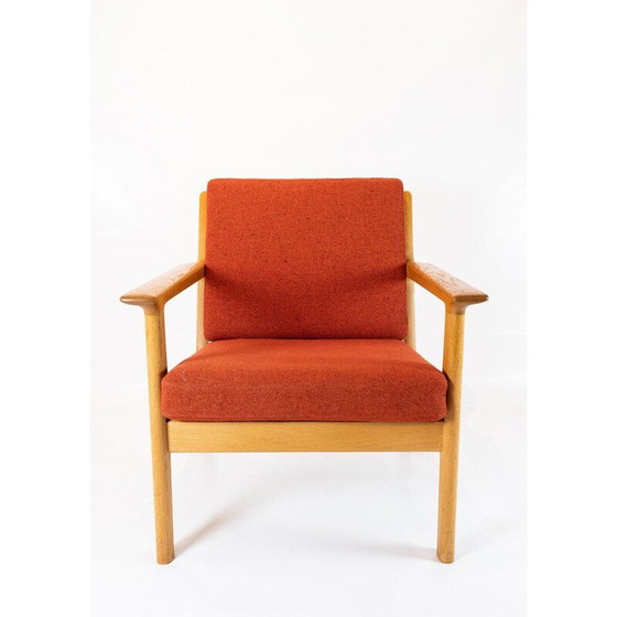 Image 1 of Vintage-Sessel aus roter Wolle und Eiche von Hans J. Wegner bei Getama 1960