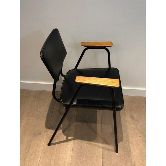 Image 1 of Paar Vintage-Sessel in schwarzem Lack und Skai von Willy Van de Meeren, 1950