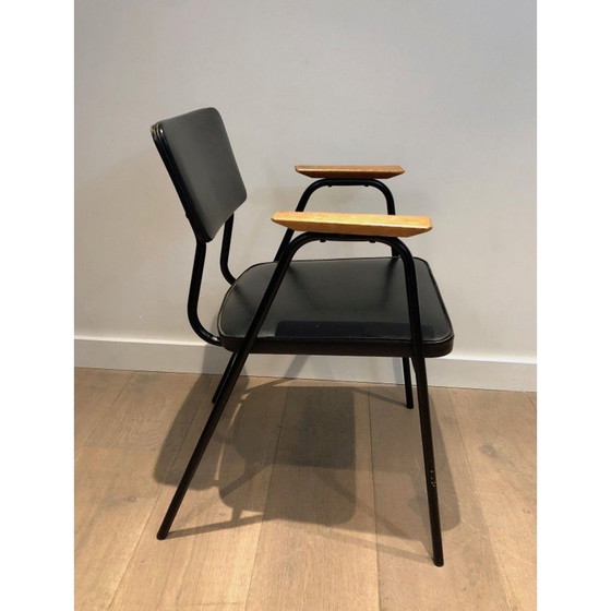 Image 1 of Paar Vintage-Sessel in schwarzem Lack und Skai von Willy Van de Meeren, 1950