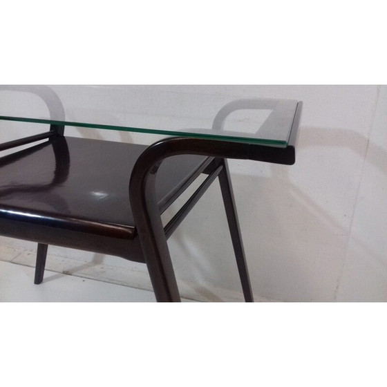 Image 1 of Vintage Couchtisch aus Buche und Glas für Tatra Pravenec, Tschechoslowakei 1950