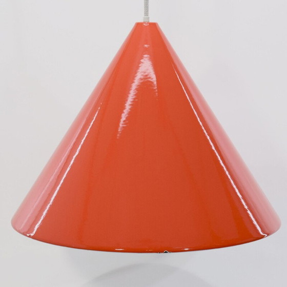 Image 1 of Weiß emaillierte Hängeleuchte von Arne Jacobsen für Louis Poulsen, Dänemark 1950