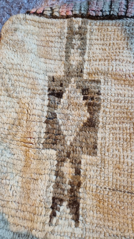 Vintage Marokkanischer Fußschemel Beige Rosa