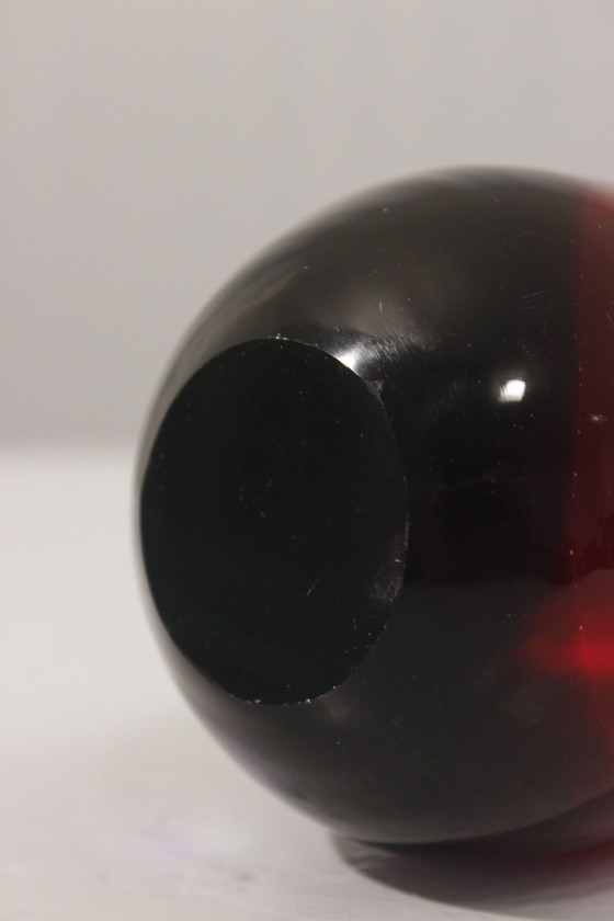 Image 1 of Vase Sommerso Murano Rot & Blau Hals Gezogen Italien 1960S Stil Poli Seguso