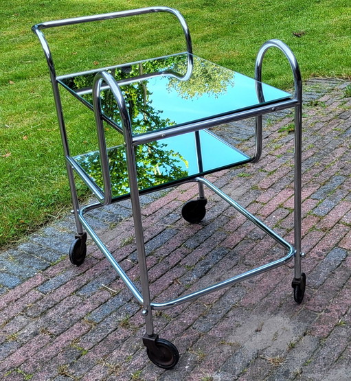Servierwagen im Vintage-Stil – serveerwagens, Wood, Chrome