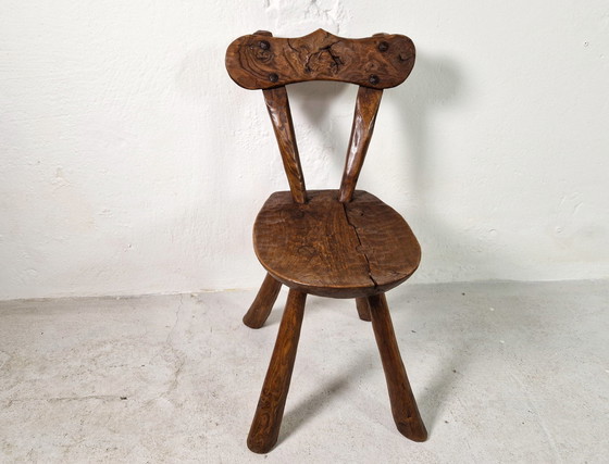 Image 1 of Rustikaler französischer Eichenstuhl im Alexander-Noll-Stil, 1950er Jahre