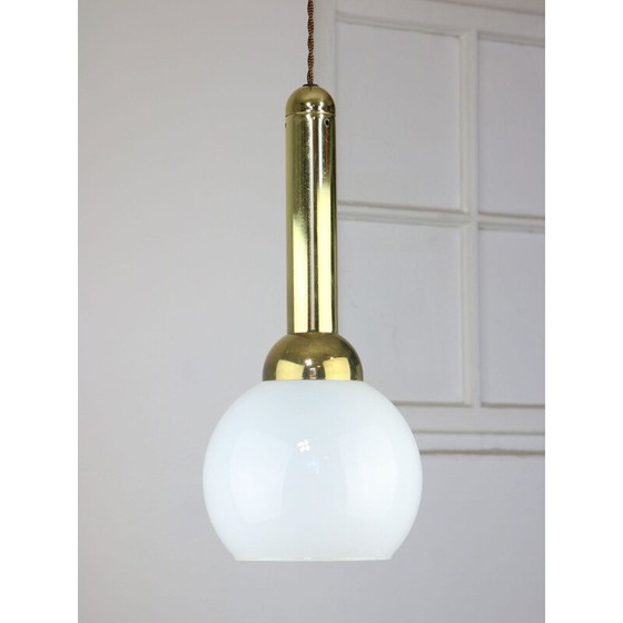 Image 1 of Vintage Gold & Opalin Pendelleuchte