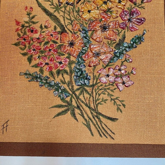 Image 1 of Vintage-Gemälde mit Diamantglas Bouquet von Thérèse Hémery, Frankreich 1970er Jahre