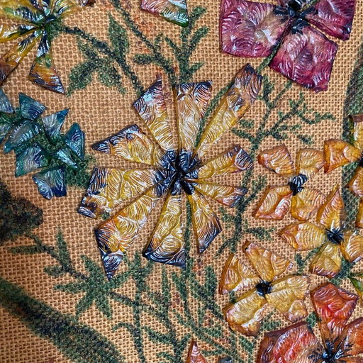 Vintage-Gemälde mit Diamantglas Bouquet von Thérèse Hémery, Frankreich 1970er Jahre