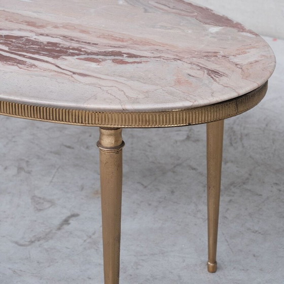 Image 1 of Vintage Couchtisch oder Beistelltisch aus Messing und Marmor, Frankreich 1950
