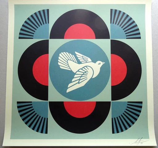 Shepard Fairey - Taubenblau - Handsigniert