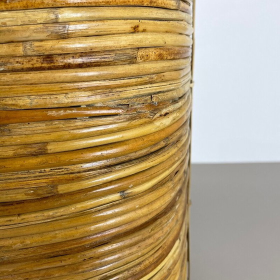 Image 1 of Vintage Papierkorb aus Rattan und Messing, Frankreich 1960er Jahre
