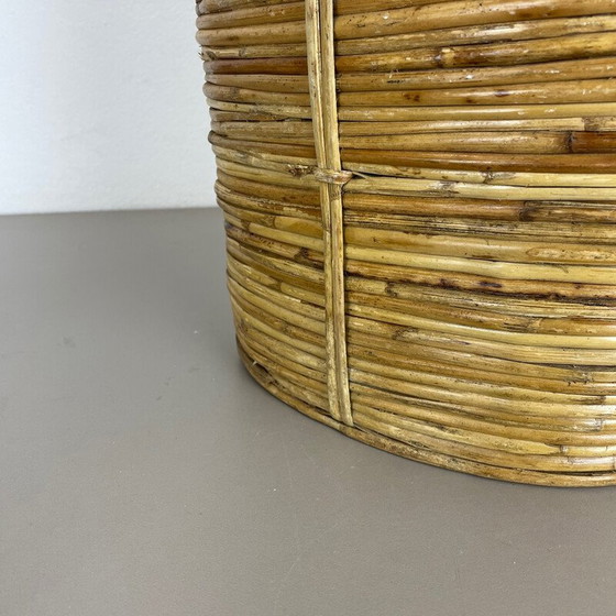 Image 1 of Vintage Papierkorb aus Rattan und Messing, Frankreich 1960er Jahre