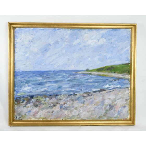 Image 1 of Vintage-Ölgemälde auf Leinwand mit Strand- und Meeresmotiv von Sixten Wiklund, 1950