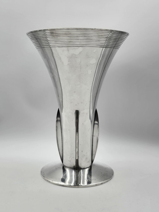 Seltene große Wfm Art Deco Vase, versilbert