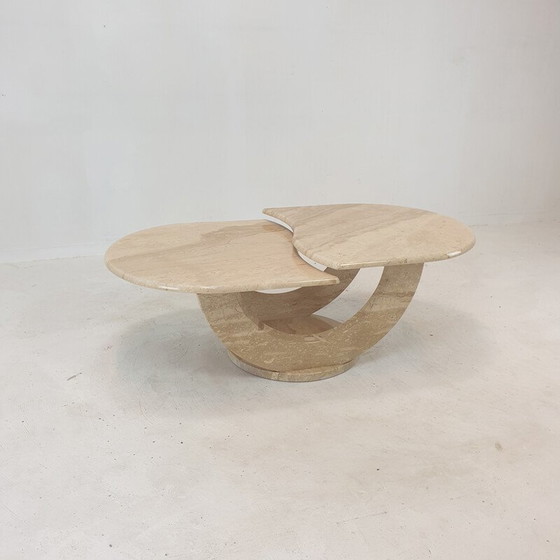 Image 1 of Italienischer Vintage-Couchtisch aus Travertin, 1980er Jahre