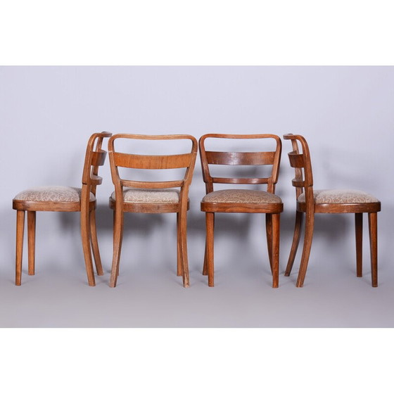 Image 1 of Satz von 4 Art Deco Stühlen aus Buchenholz und Nussbaum von Thonet, Tschechien 1930er Jahre