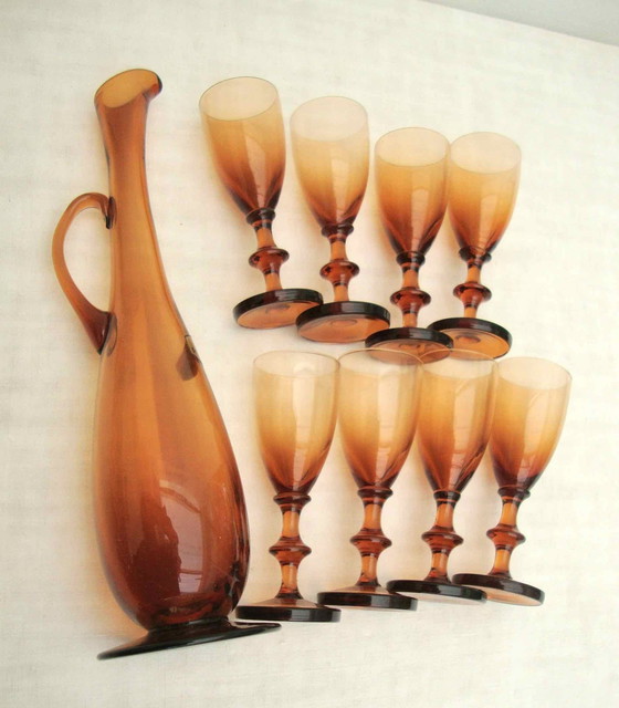 Image 1 of 8 Kristallgläser Und Karaffe Von Portieux