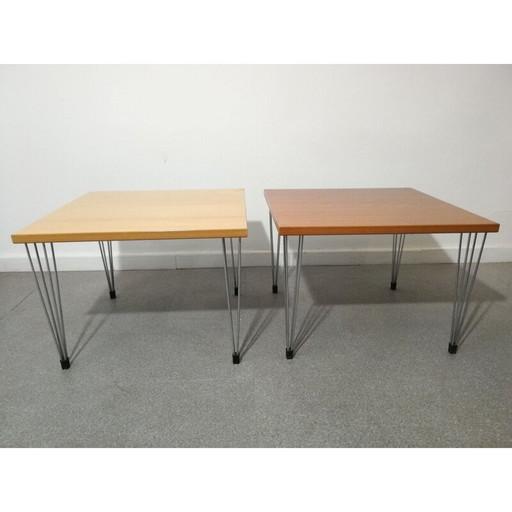 Paar Vintage-Couchtische aus Holz, 1980