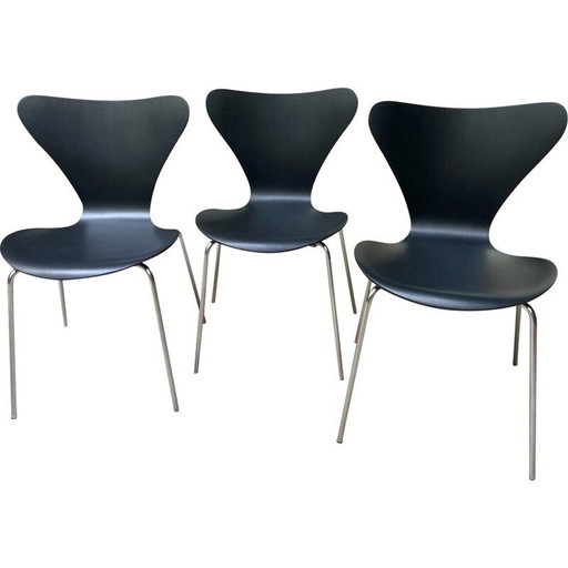 Satz von 3 alten 3107 Stühlen von Arne Jacobsen für Fritz Hansen, 1960