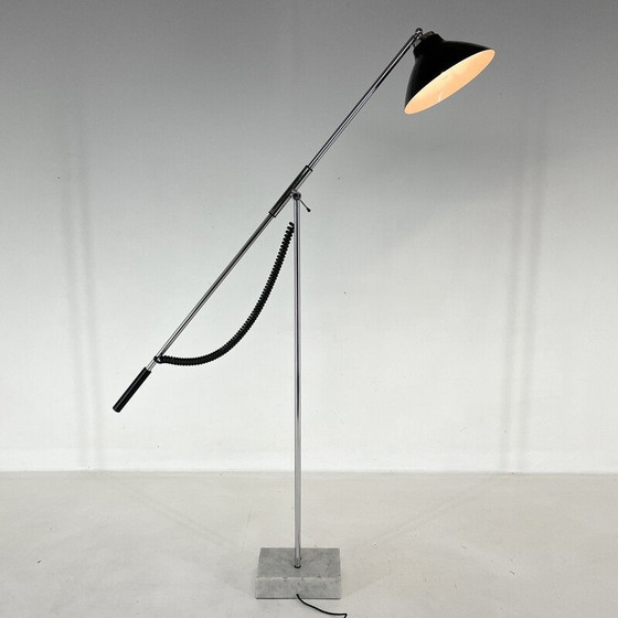 Image 1 of Verstellbare italienische Stehlampe aus Chrom und Marmor, 1960er Jahre