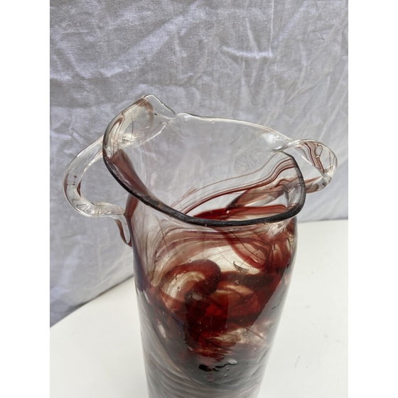 Image 1 of Rote Schneckenvase, Vintage, von Serge Mansau für Murano