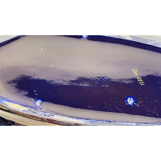 Image 1 of Pflanzgefäß aus blau glasierter Keramik, Frankreich